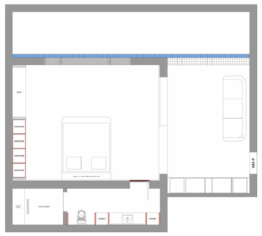 Penthouse architectural top view showing full layout plan.